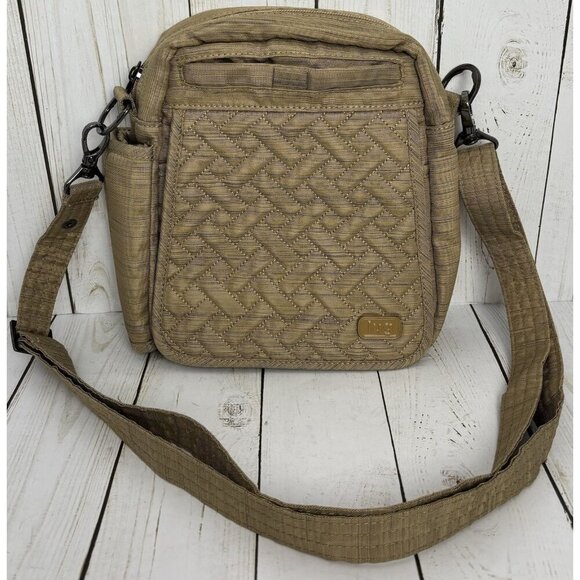 Lug Flapper SE Convertible Crossbody Bag Brushed Gold Water ottle Pocket 8.5x5x3 - Picture 1 of 12